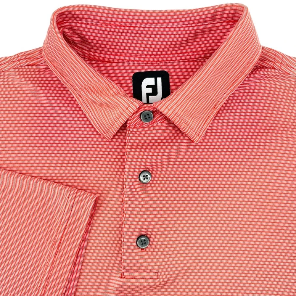 Footjoy Mens XL Red Stripe Golf Polo Shirt Short Sleeve Performance Tech